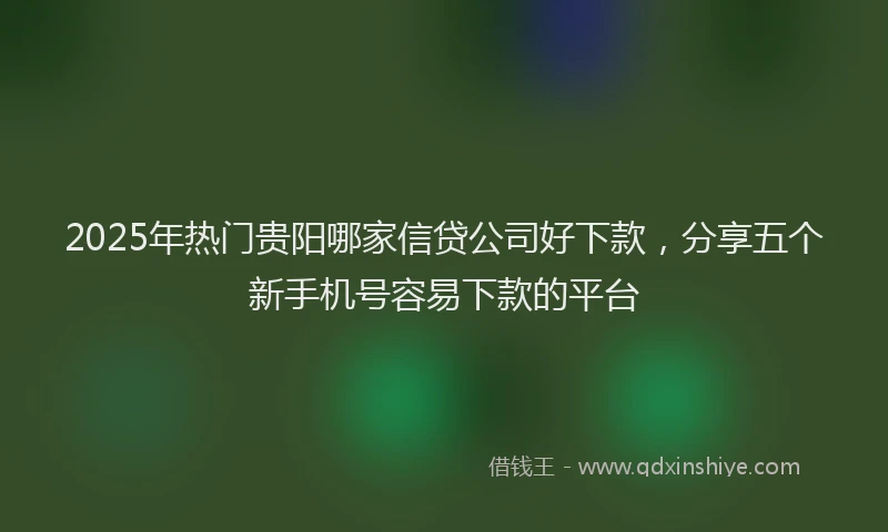 2025年热门贵阳哪家信贷公司好下款，分享五个新手机号容易下款的平台