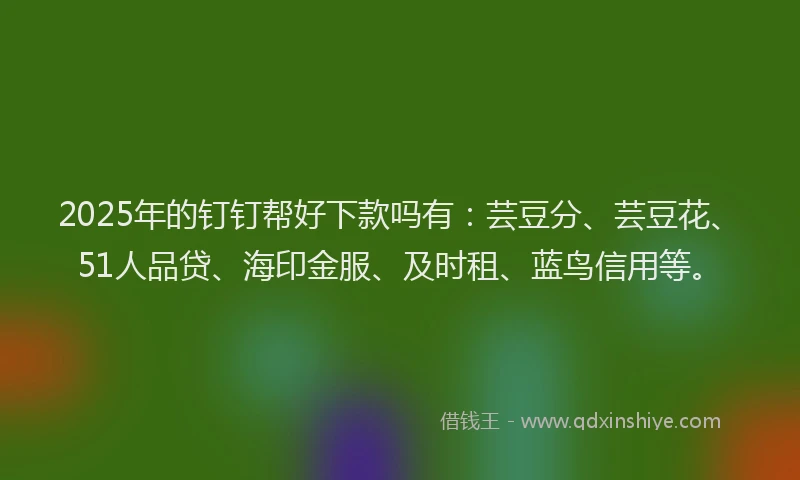 2025年的钉钉帮好下款吗有：芸豆分、芸豆花、51人品贷、海印金服、及时租、蓝鸟信用等。