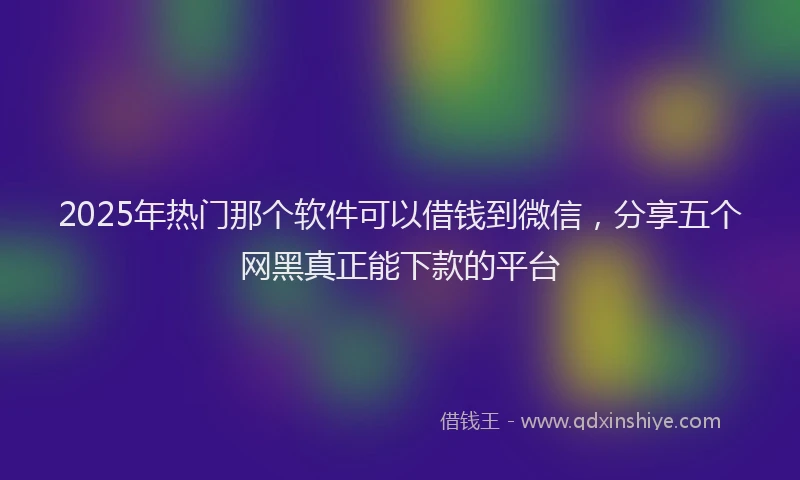 2025年热门那个软件可以借钱到微信，分享五个网黑真正能下款的平台