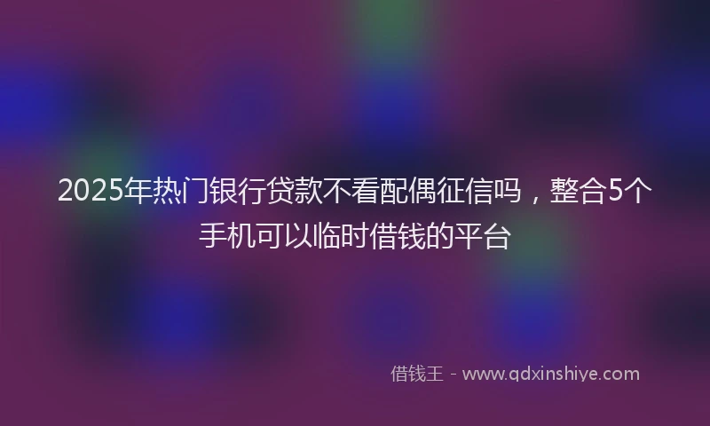 2025年热门银行贷款不看配偶征信吗，整合5个手机可以临时借钱的平台