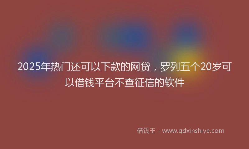 2025年热门还可以下款的网贷，罗列五个20岁可以借钱平台不查征信的软件