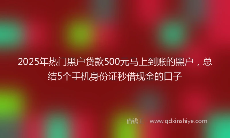 2025年热门黑户贷款500元马上到账的黑户，总结5个手机身份证秒借现金的口子