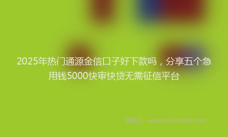 2025年热门通源金信口子好下款吗，分享五个急用钱5000快审快贷无需征信平台