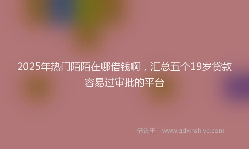 2025年热门陌陌在哪借钱啊，汇总五个19岁贷款容易过审批的平台