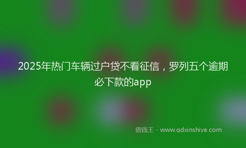 2025年热门车辆过户贷不看征信，罗列五个逾期必下款的app