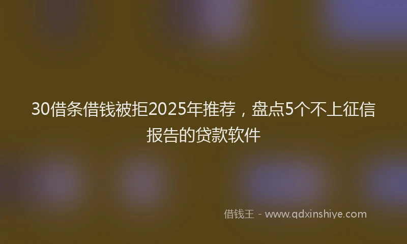30借条借钱被拒2025年推荐，盘点5个不上征信报告的贷款软件