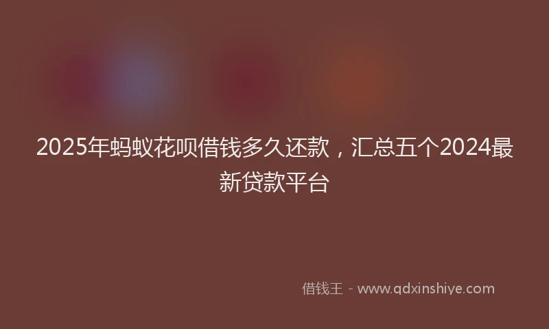 2025年蚂蚁花呗借钱多久还款，汇总五个2024最新贷款平台