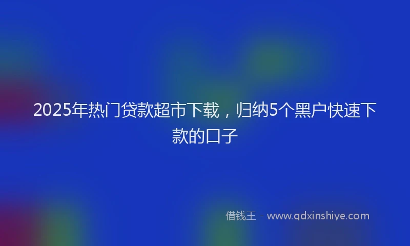 2025年热门贷款超市下载，归纳5个黑户快速下款的口子