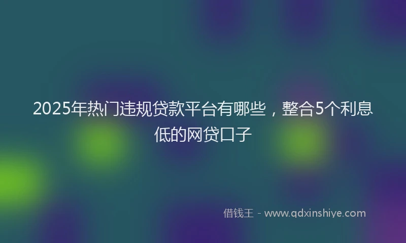 2025年热门违规贷款平台有哪些，整合5个利息低的网贷口子