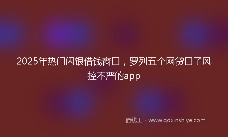 2025年热门闪银借钱窗口，罗列五个网贷口子风控不严的app