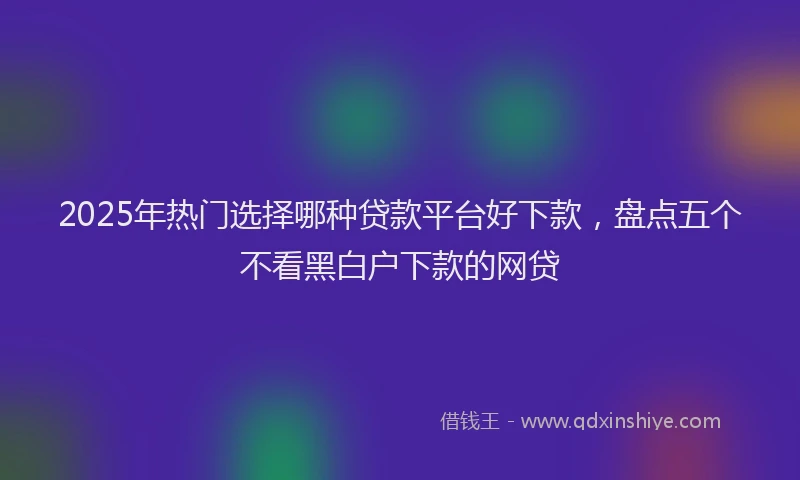 2025年热门选择哪种贷款平台好下款，盘点五个不看黑白户下款的网贷