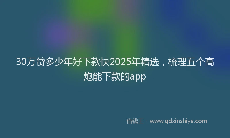 30万贷多少年好下款快2025年精选，梳理五个高炮能下款的app