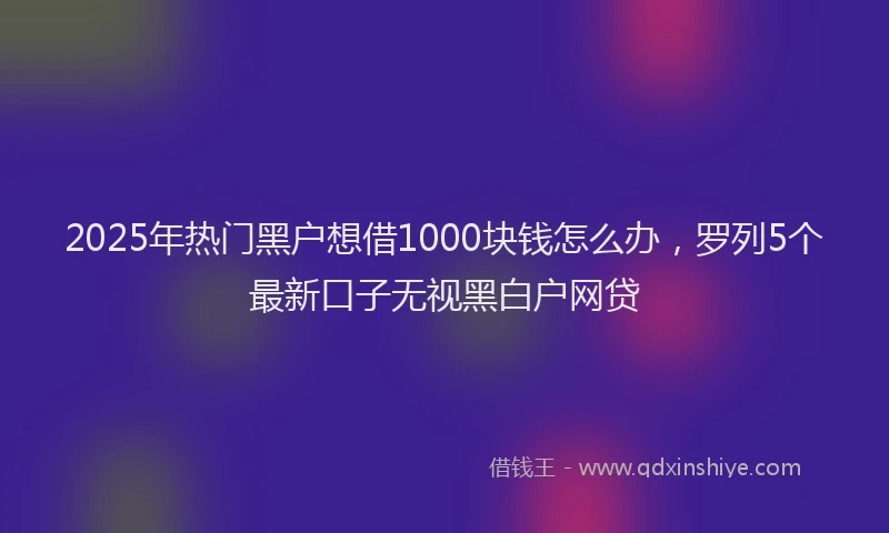 2025年热门黑户想借1000块钱怎么办，罗列5个最新口子无视黑白户网贷