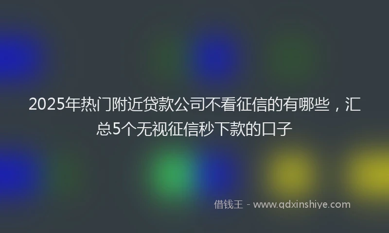 2025年热门附近贷款公司不看征信的有哪些，汇总5个无视征信秒下款的口子