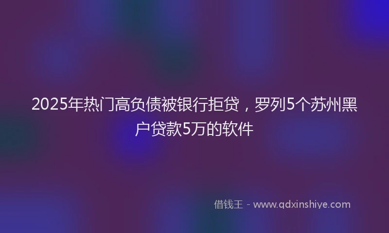 2025年热门高负债被银行拒贷，罗列5个苏州黑户贷款5万的软件