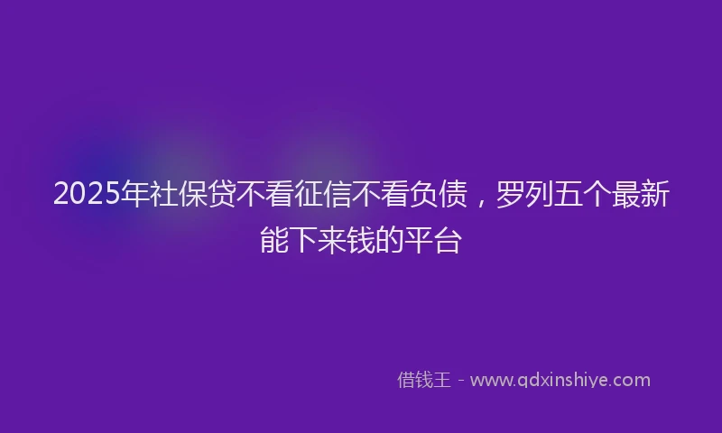 2025年社保贷不看征信不看负债，罗列五个最新能下来钱的平台