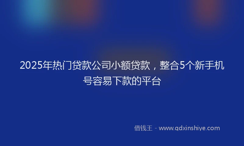 2025年热门贷款公司小额贷款，整合5个新手机号容易下款的平台
