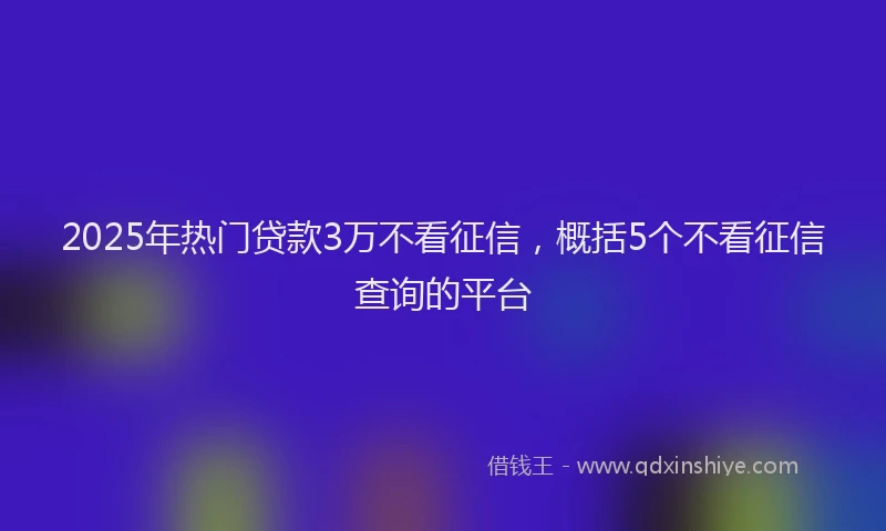 2025年热门贷款3万不看征信，概括5个不看征信查询的平台