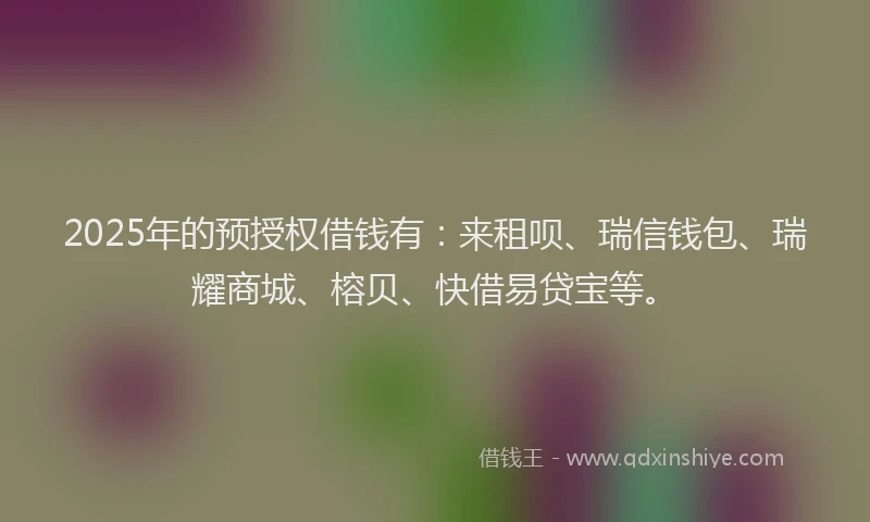 2025年的预授权借钱有：来租呗、瑞信钱包、瑞耀商城、榕贝、快借易贷宝等。