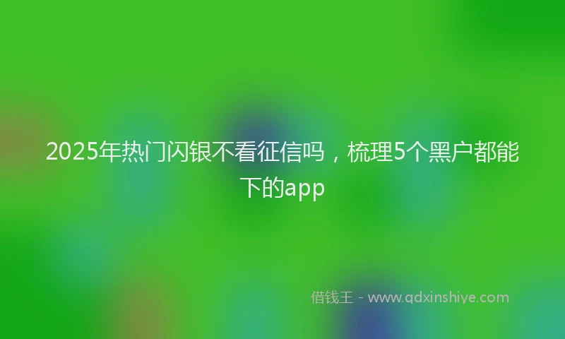 2025年热门闪银不看征信吗，梳理5个黑户都能下的app