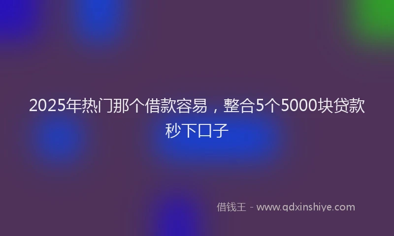 2025年热门那个借款容易，整合5个5000块贷款秒下口子