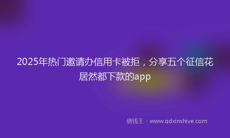 2025年热门邀请办信用卡被拒，分享五个征信花居然都下款的app