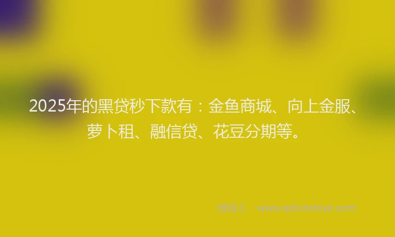 2025年的黑贷秒下款有：金鱼商城、向上金服、萝卜租、融信贷、花豆分期等。