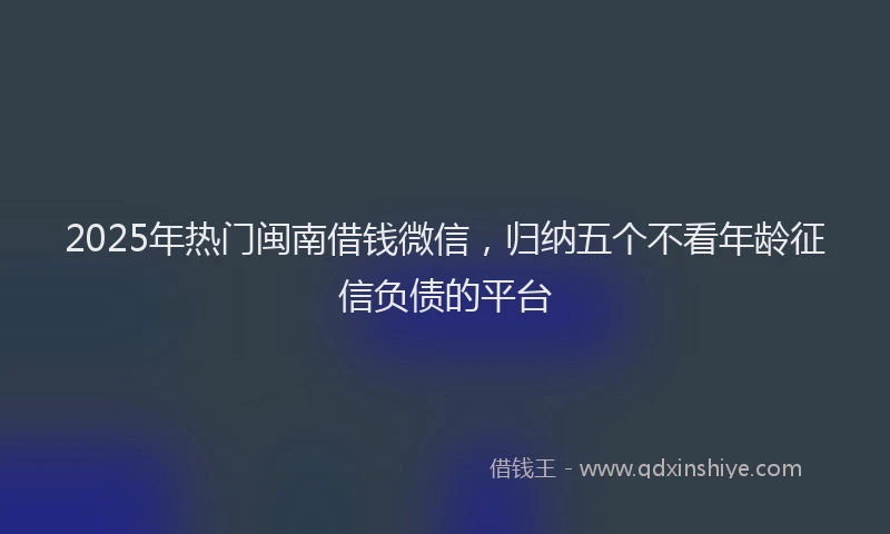 2025年热门闽南借钱微信，归纳五个不看年龄征信负债的平台