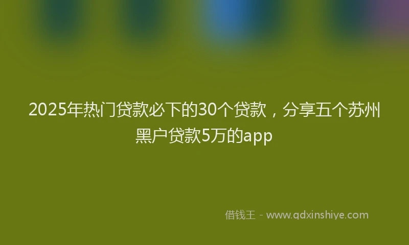 2025年热门贷款必下的30个贷款，分享五个苏州黑户贷款5万的app