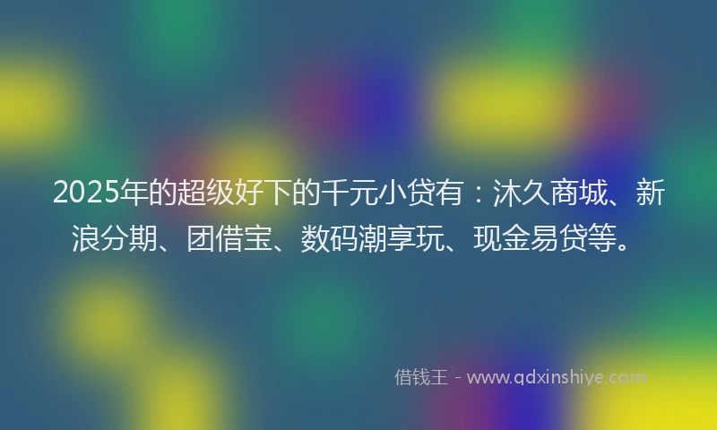 2025年的超级好下的千元小贷有：沐久商城、新浪分期、团借宝、数码潮享玩、现金易贷等。
