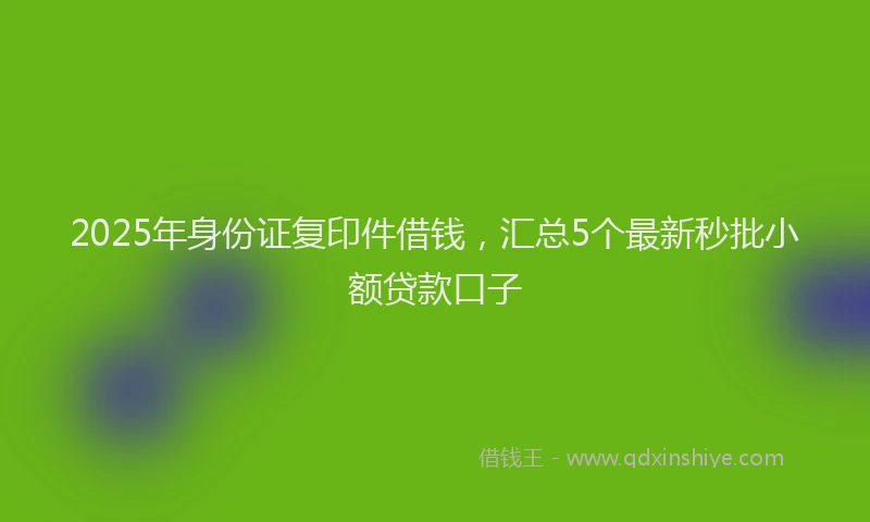 2025年身份证复印件借钱，汇总5个最新秒批小额贷款口子