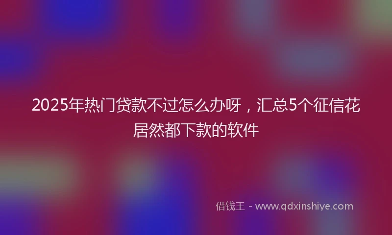 2025年热门贷款不过怎么办呀，汇总5个征信花居然都下款的软件