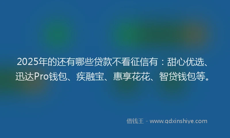 2025年的还有哪些贷款不看征信有：甜心优选、迅达Pro钱包、疾融宝、惠享花花、智贷钱包等。