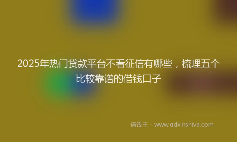 2025年热门贷款平台不看征信有哪些，梳理五个比较靠谱的借钱口子