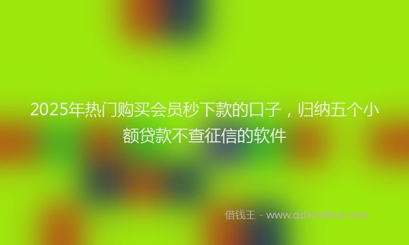 2025年热门购买会员秒下款的口子，归纳五个小额贷款不查征信的软件