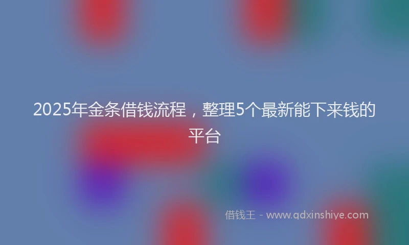 2025年金条借钱流程，整理5个最新能下来钱的平台