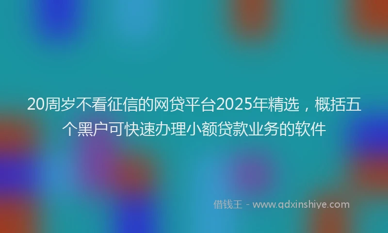 20周岁不看征信的网贷平台2025年精选，概括五个黑户可快速办理小额贷款业务的软件