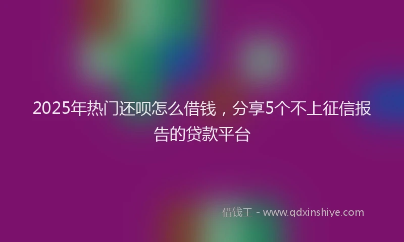 2025年热门还呗怎么借钱，分享5个不上征信报告的贷款平台