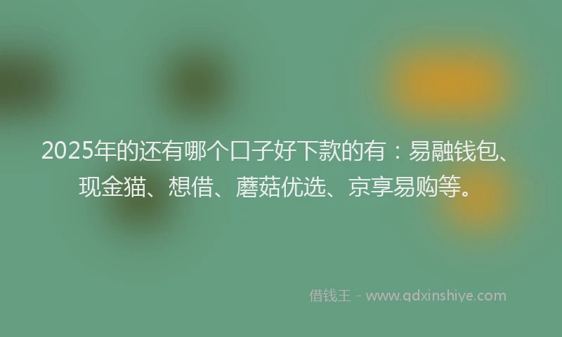 2025年的还有哪个口子好下款的有：易融钱包、现金猫、想借、蘑菇优选、京享易购等。