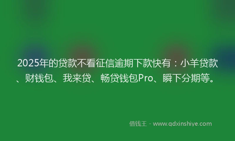 2025年的贷款不看征信逾期下款快有：小羊贷款、财钱包、我来贷、畅贷钱包Pro、瞬下分期等。