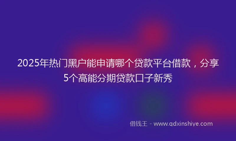2025年热门黑户能申请哪个贷款平台借款，分享5个高能分期贷款口子新秀