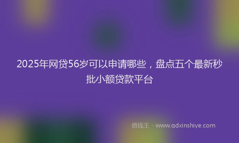 2025年网贷56岁可以申请哪些，盘点五个最新秒批小额贷款平台