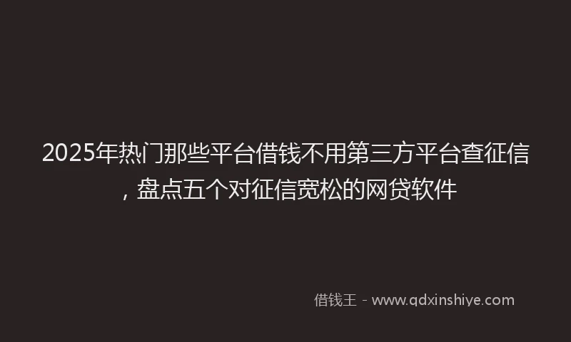 2025年热门那些平台借钱不用第三方平台查征信，盘点五个对征信宽松的网贷软件