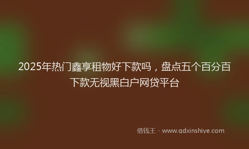 2025年热门鑫享租物好下款吗，盘点五个百分百下款无视黑白户网贷平台