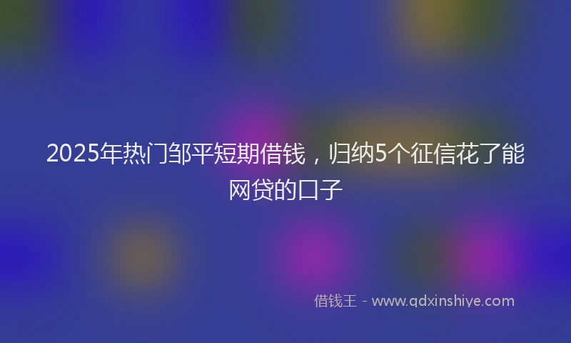 2025年热门邹平短期借钱，归纳5个征信花了能网贷的口子