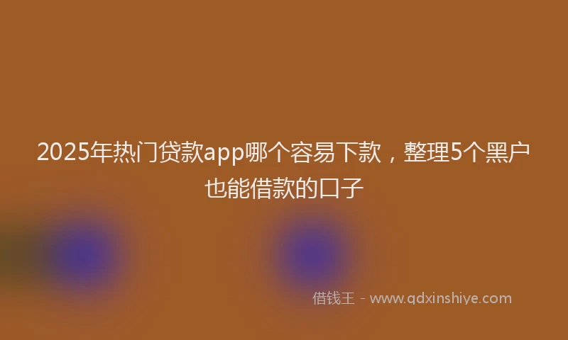2025年热门贷款app哪个容易下款，整理5个黑户也能借款的口子