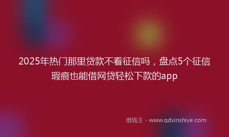 2025年热门那里贷款不看征信吗，盘点5个征信瑕疵也能借网贷轻松下款的app
