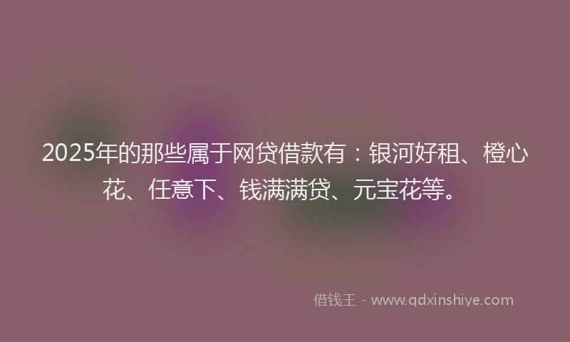 2025年的那些属于网贷借款有：银河好租、橙心花、任意下、钱满满贷、元宝花等。