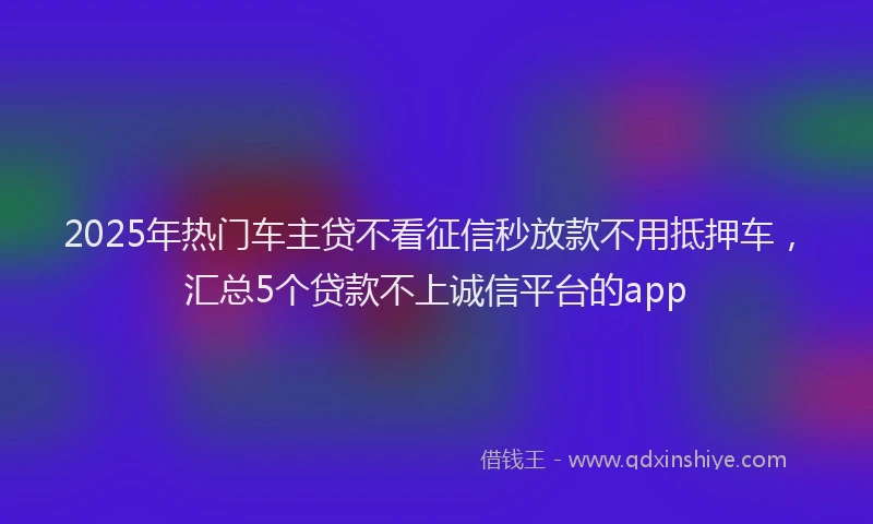 2025年热门车主贷不看征信秒放款不用抵押车，汇总5个贷款不上诚信平台的app