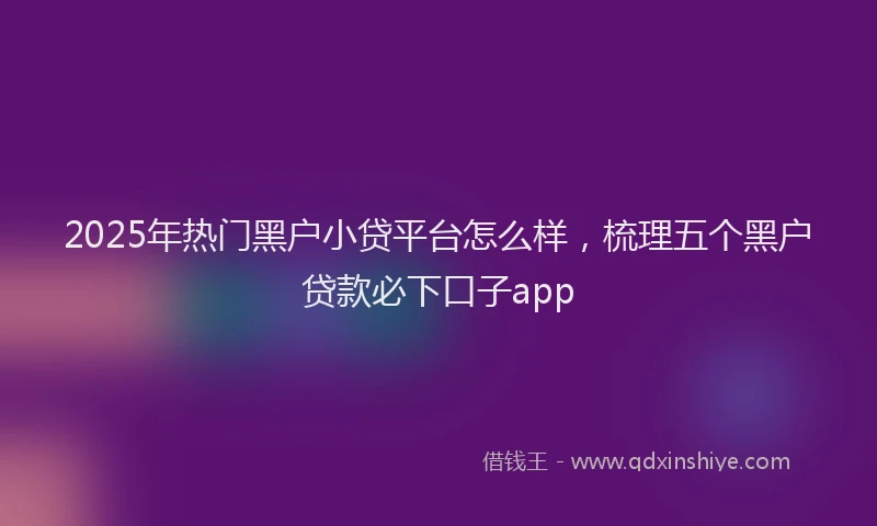 2025年热门黑户小贷平台怎么样，梳理五个黑户贷款必下口子app